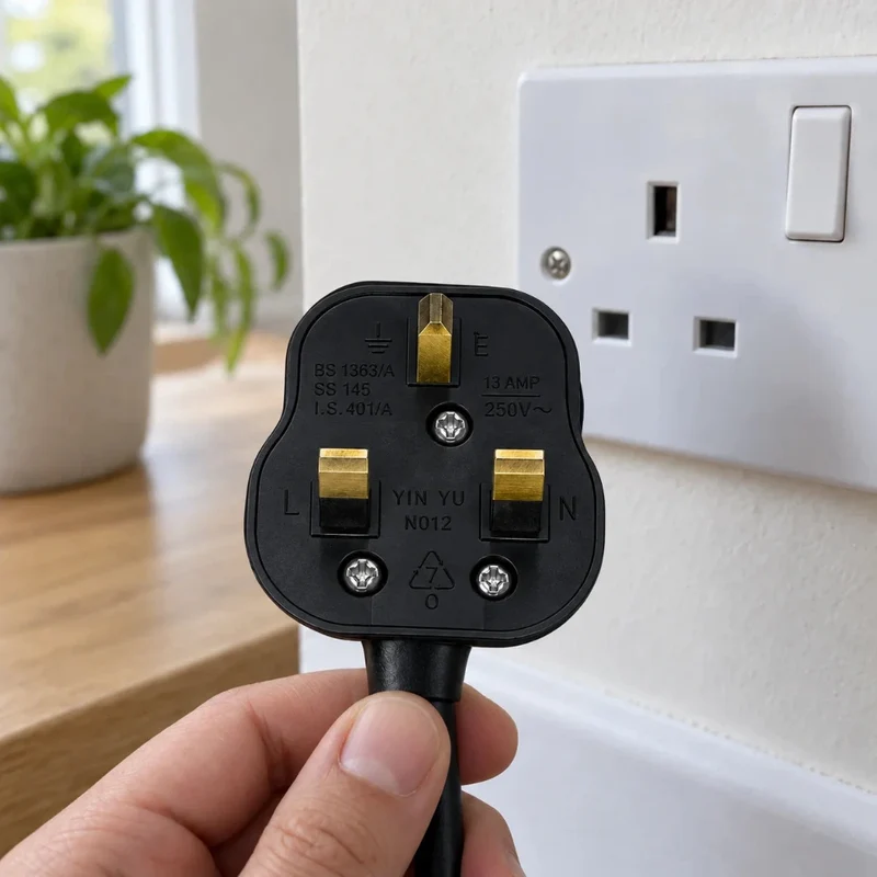 UK-Stecker Typ G – British 3-Pin Stecker nach BS 1363, Schwarz