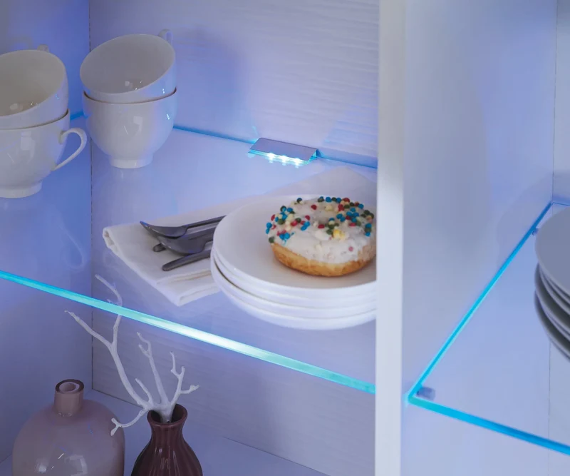 LED Vitrinenbeleuchtung 2er Set Glasboden Clips Blau Leuchtend Mit Timer EGLO
