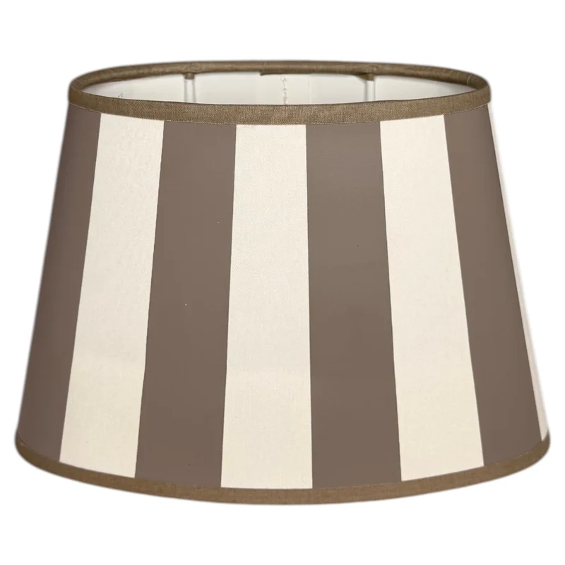 Lampenschirm King Taupe gestreift – E27 Stoff oval 20 cm | Light & Living
