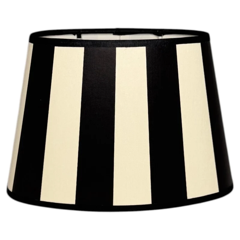 Lampenschirm King Schwarz gestreift – E27 Stoff oval 20 cm | Light & Living