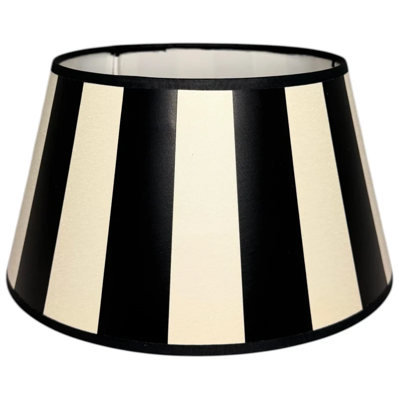 Lampenschirm King Schwarz gestreift rund – E27 Stoff konisch 25 cm | Light & Living