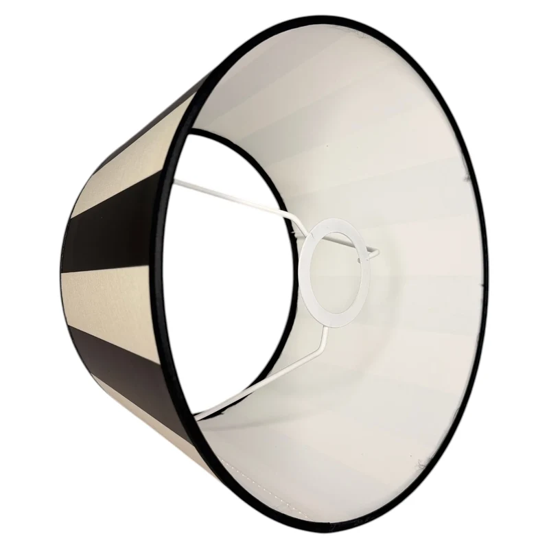 Lampenschirm King Schwarz gestreift rund – E27 Stoff konisch 25 cm | Light & Living