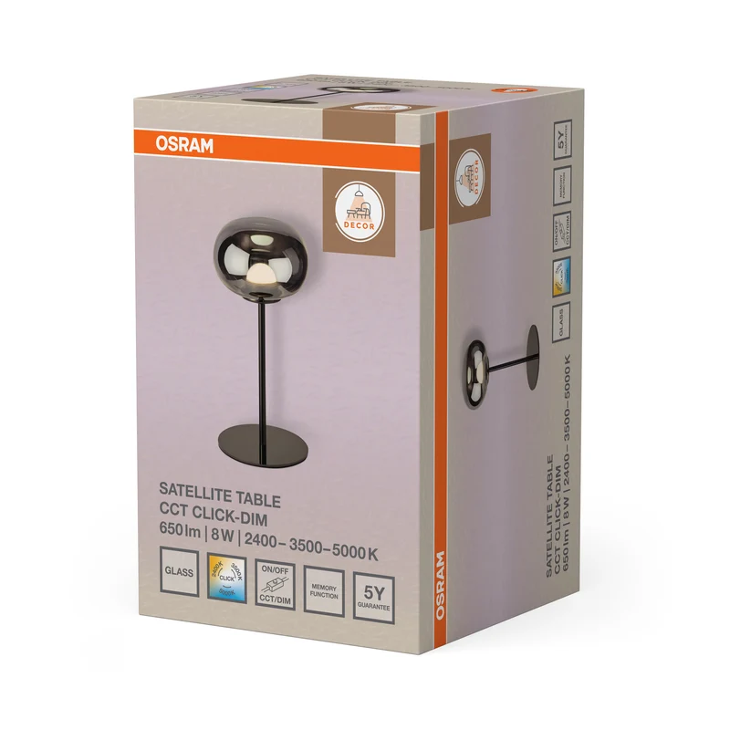 OSRAM DECOR Leuchte Satellite Grau, 2400 K / 3500 K / 5000 K, Warmweiß, 160 lm, 8 W, 15 cm ⌀, Stahl