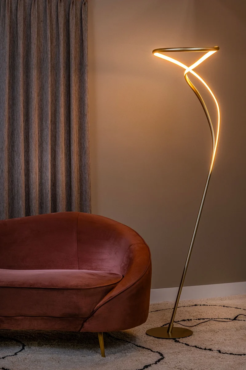 LED-Stehleuchte Sardana dimmbar Messing Warmweiß 180cm