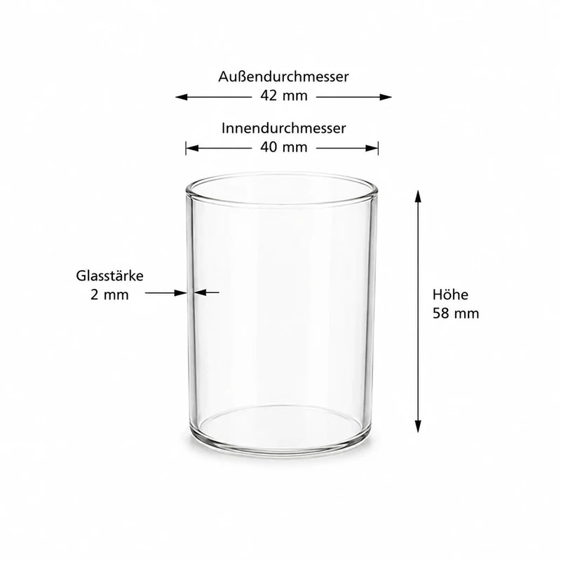 Teelichtglas aus klarem Glas 6cm hoch Ø 4,2cm - Kerzenglas, Windlicht transparent