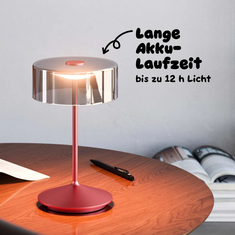 Sigor Numotion Akku-Tischleuchte mit Glasschirm, eloxiert