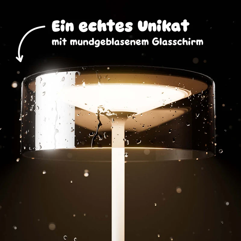 Sigor Numotion Akku-Tischleuchte mit Glasschirm, eloxiert
