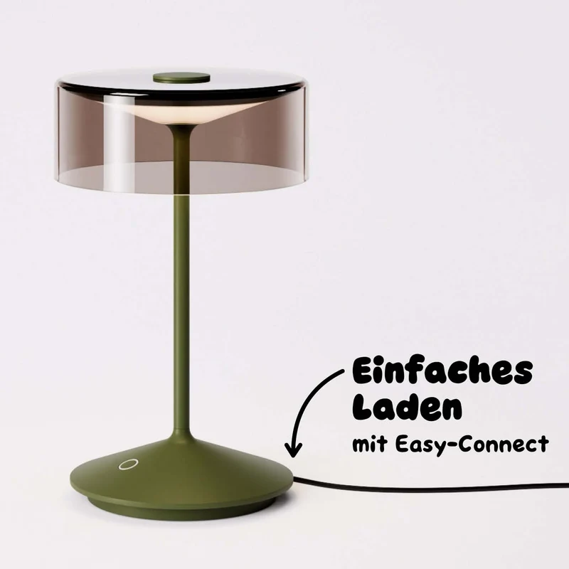 Sigor Numotion Akku-Tischleuchte mit Glasschirm, eloxiert