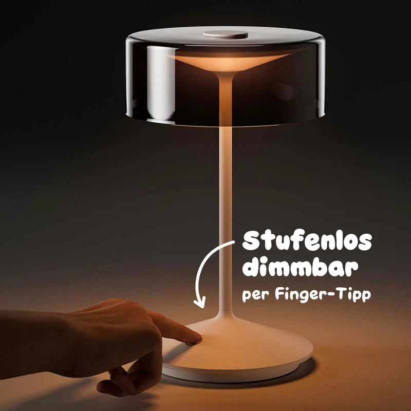 Sigor Numotion Akku-Tischleuchte mit Glasschirm, eloxiert