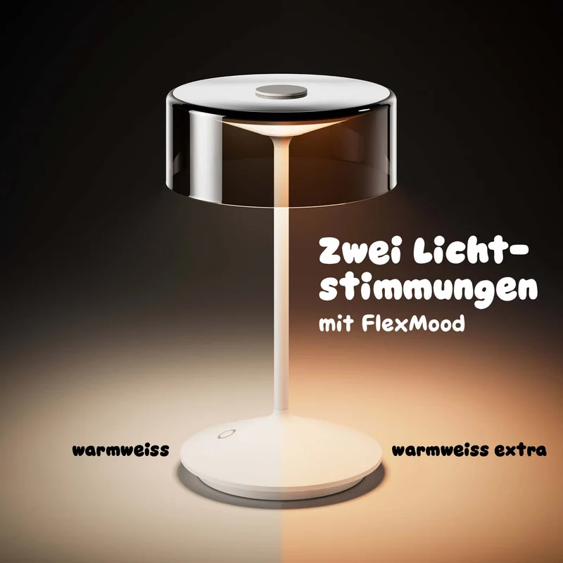Sigor Numotion Akku-Tischleuchte mit Glasschirm, eloxiert