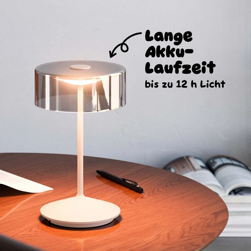 Sigor Numotion Akku-Tischleuchte mit Glasschirm