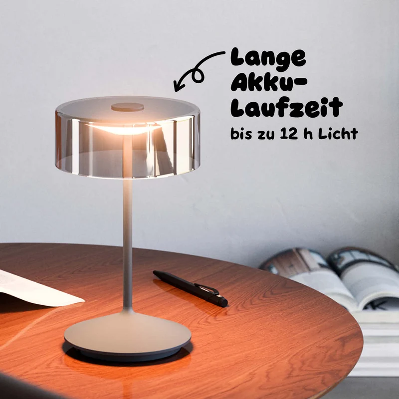 Sigor Numotion Akku-Tischleuchte mit Glasschirm