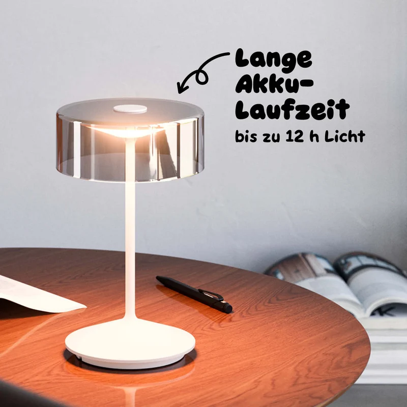 Sigor Numotion Akku-Tischleuchte mit Glasschirm
