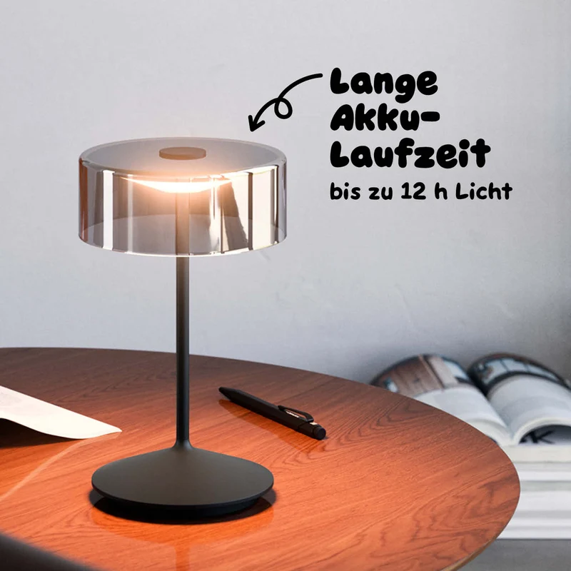 Sigor Numotion Akku-Tischleuchte mit Glasschirm