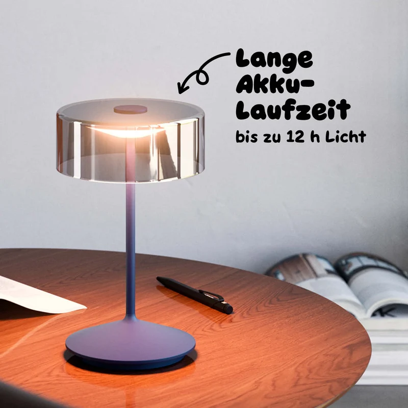 Sigor Numotion Akku-Tischleuchte mit Glasschirm