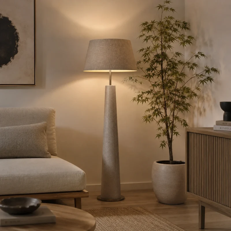 Lampenschirm Taupe – E27, Stoff konisch 35 cm | Light & Living