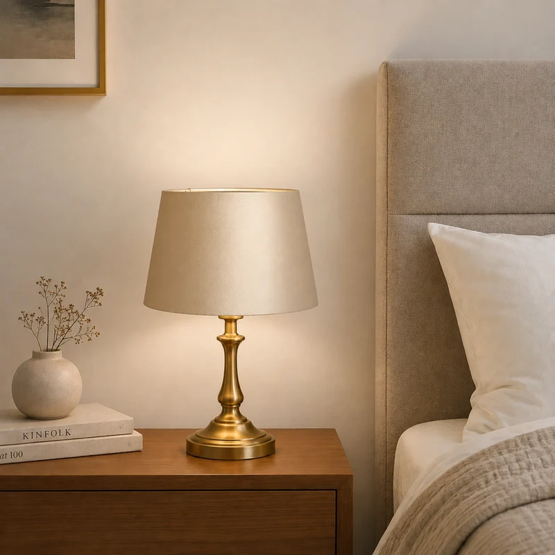 Lampenschirm Gold Stoff, E27, 25 cm | Light & Living