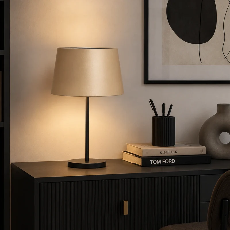 Lampenschirm Gold Stoff, E27, 25 cm | Light & Living