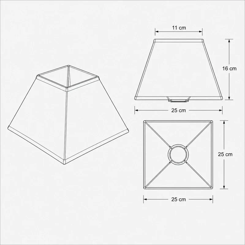 Lampenschirm quadratisch Various in Creme – E27 Baumwolle, 25 x 25 cm