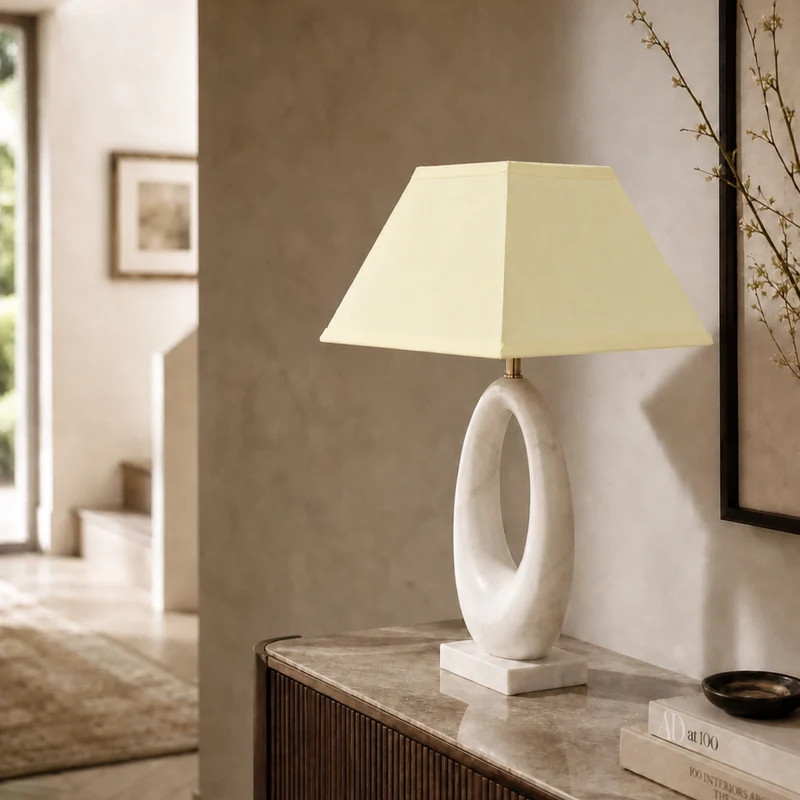Lampenschirm quadratisch Various in Creme – E27 Baumwolle, 25 x 25 cm