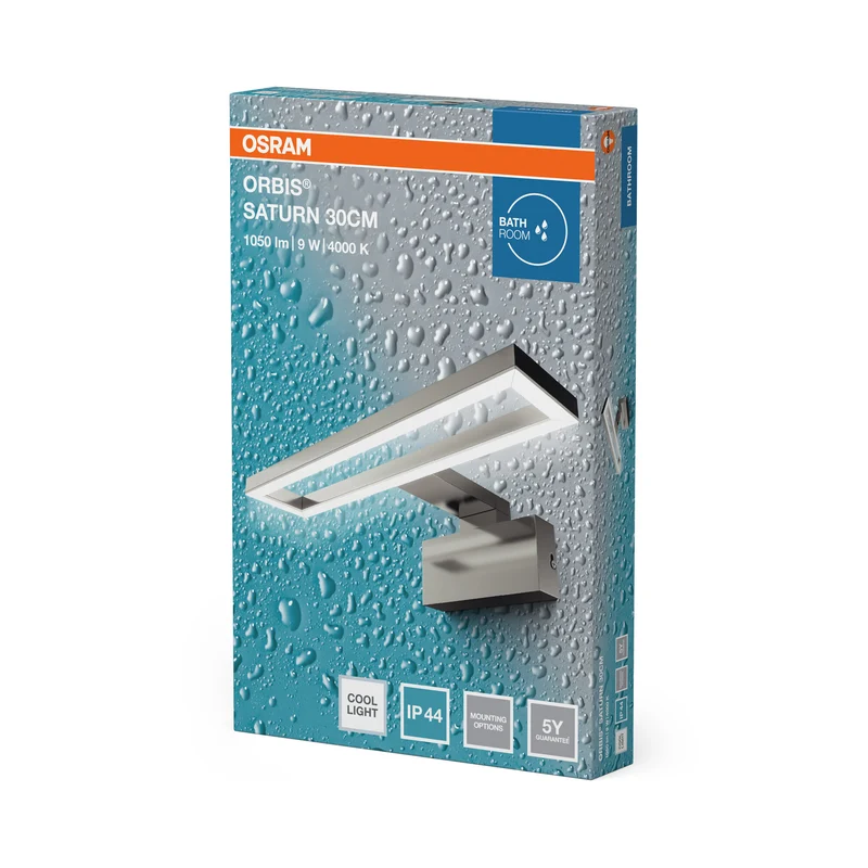 OSRAM LED-Badezimmerspiegelleuchte Orbis Saturn Chrome, 4000 K, Kaltweiß, 500 lm, 9 W
