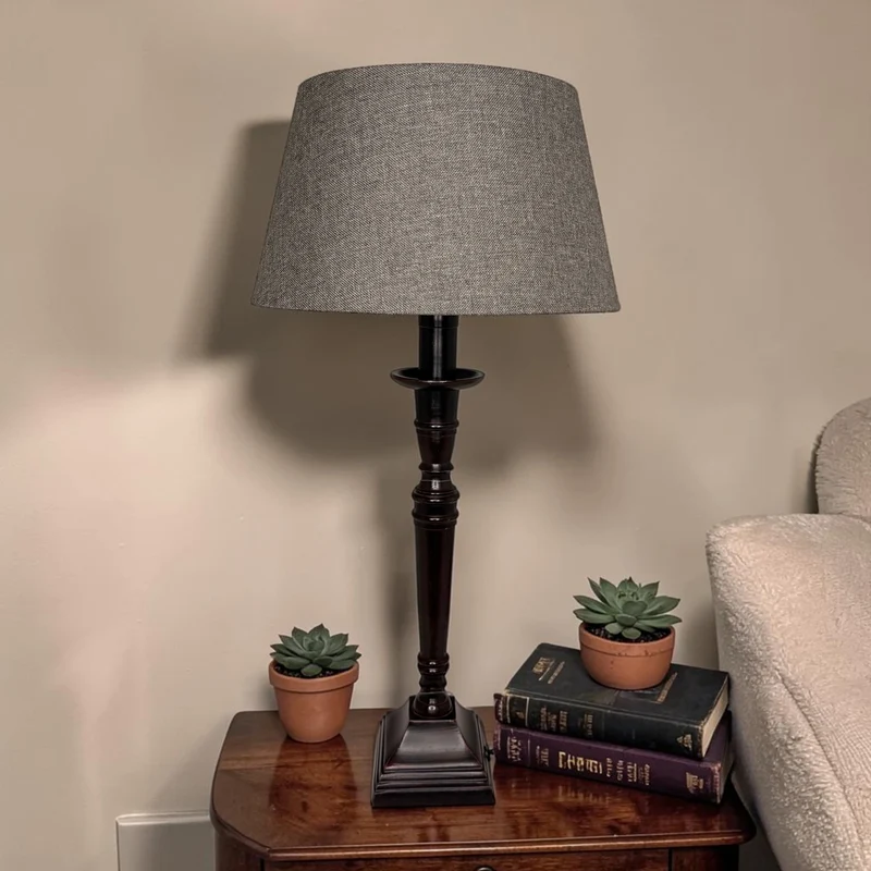 Lampenschirm Livigno Dunkelgrau Feingewebe – E27 Stoff konisch 25 cm | Light & Living