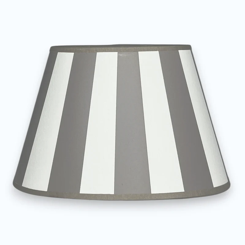 Light & Living Gestreifter Lampenschirm Taupe und Weiß Gestreift - oval 25 cm E27