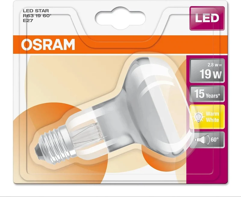E27 LED Reflektor Osram Filament R63 2,8W=19W warmweiß 2700K