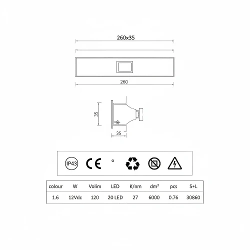LED Lichtleiste Wandeinbauleuchte Ginevra aus rostfreien Edelstahl kaltweiß 26cm 12V IP43