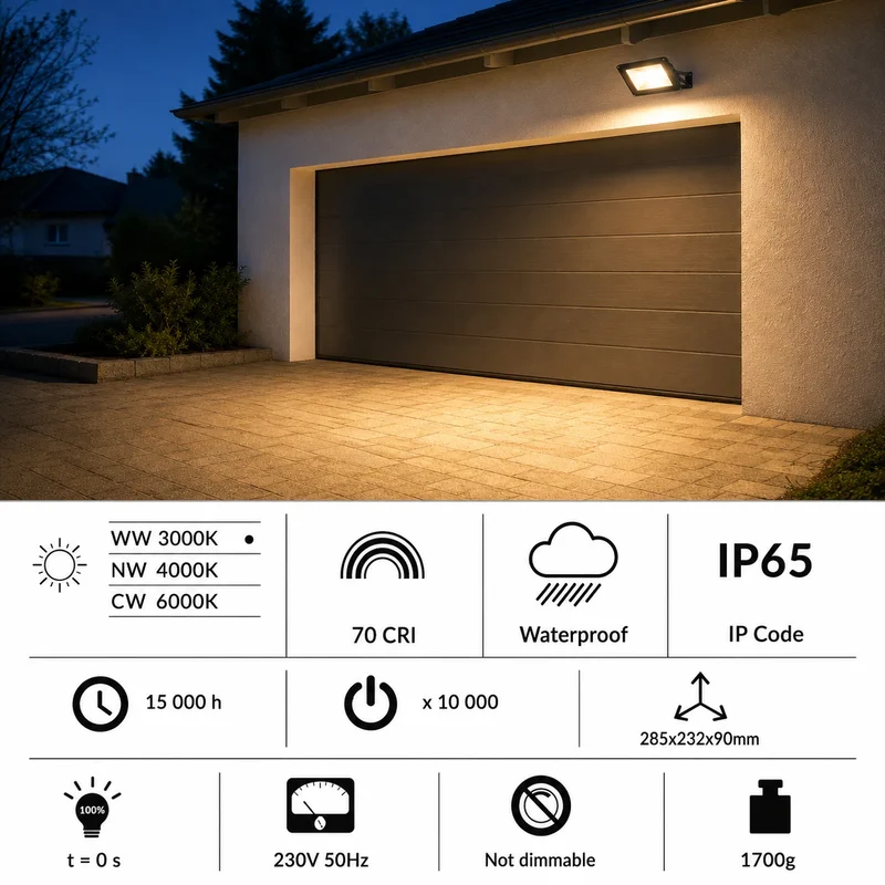 EcoEnergy LED Außenstrahler 50W 3500 lm 3000K IP65 Schwarz