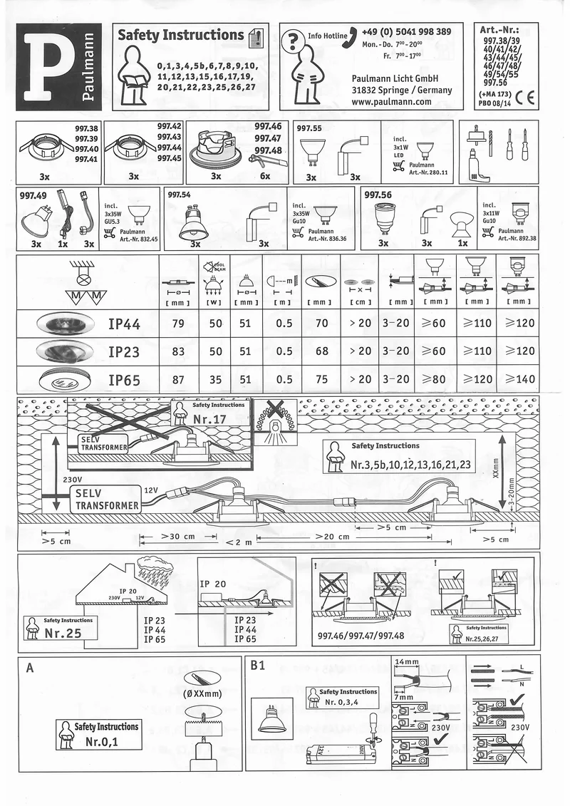 3er Set Außen-Einbaustrahler IP65 Chrom 997.48 Paulmann