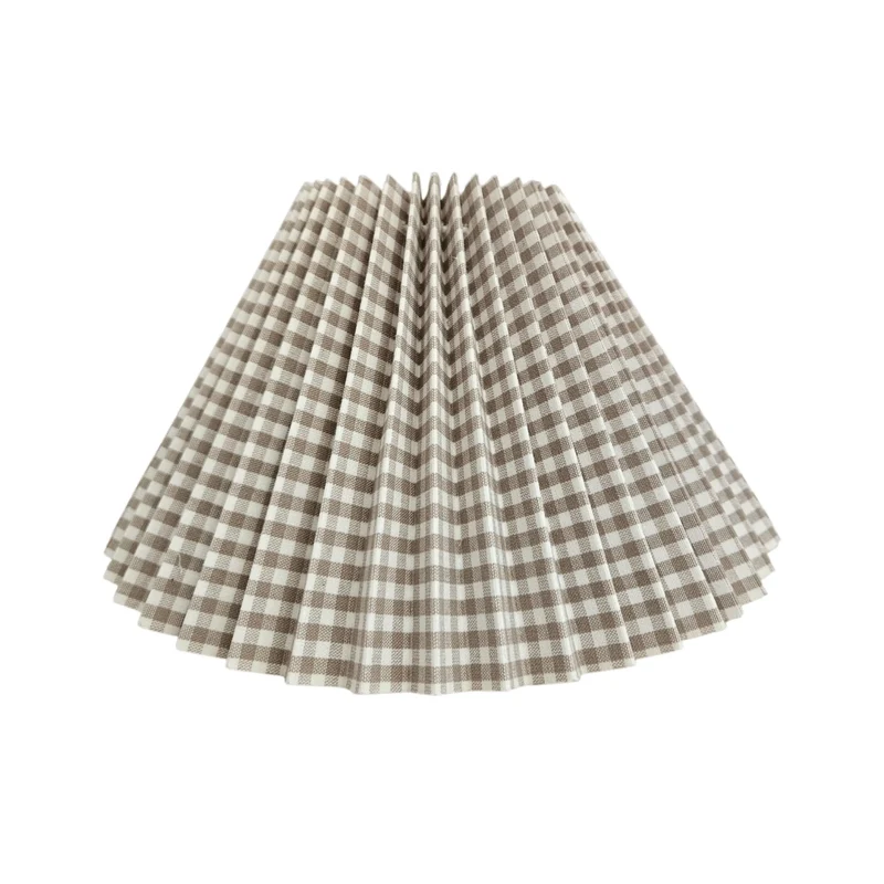 Plissee Lampenschirm Beige/Weiß – E27, Karo, konisch, 25 cm