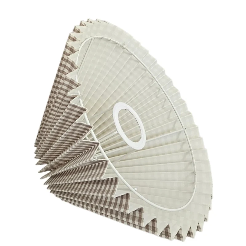 Plissee Lampenschirm Beige/Weiß – E27, Karo, konisch, 25 cm