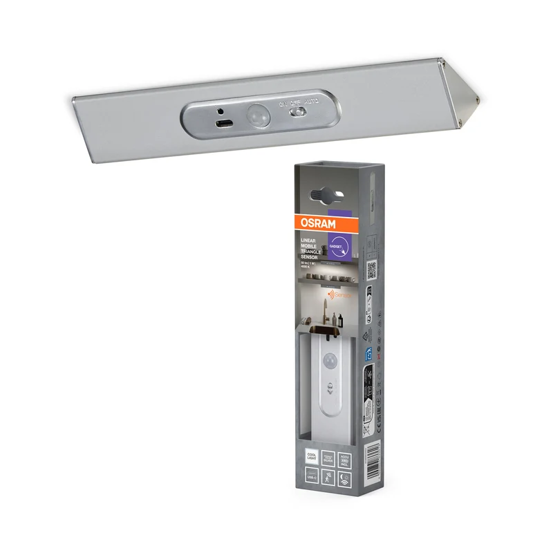 OSRAM Unterbauleuchte Linearled Mobile Triangle Silber, 20,5 cm x 2,57 cm, Kaltweiß, 4000 K, fest verbaute LED, 50 lm