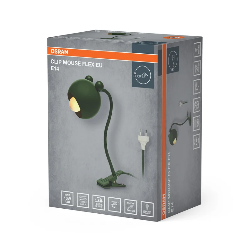 OSRAM Klemmleuchte Grün, Stahl, 220-240 V, E14, IP20