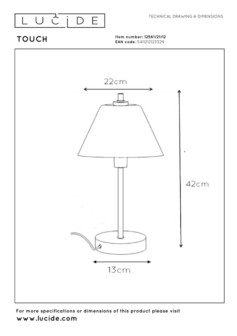 Tischleuchte Touch Touchdimmer mit Glasschirm Chrom