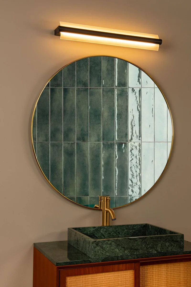 LED-Badezimmer-Wandleuchte Wanda Glas IP44 60cm Schwarz