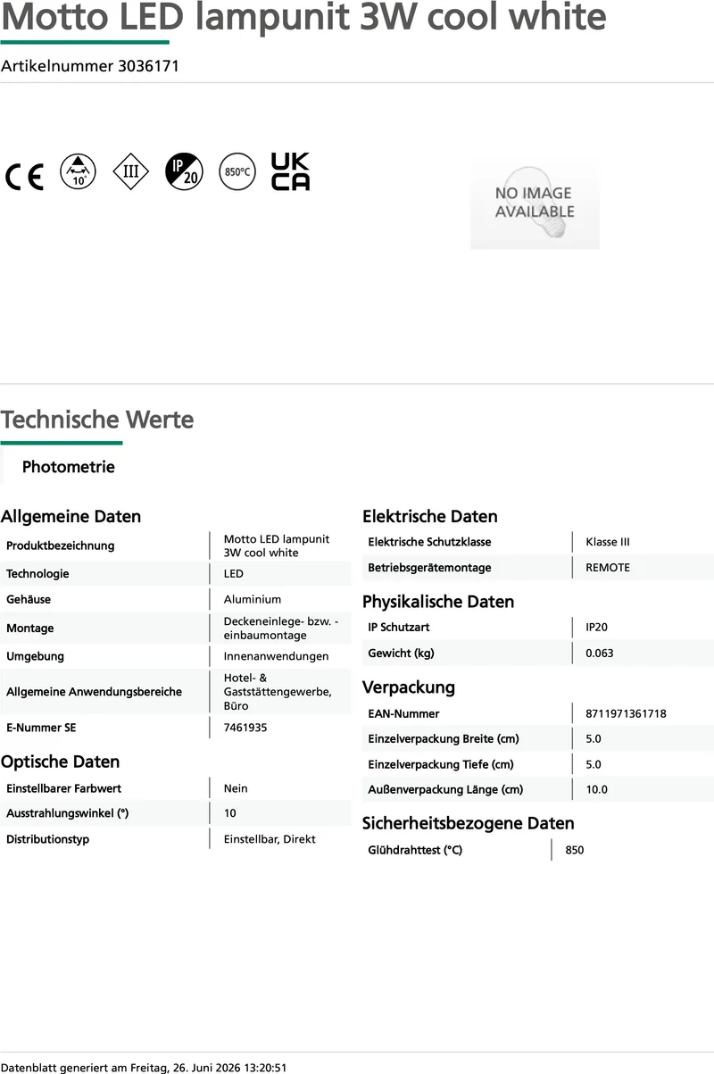 LED Modul Motto 3W kaltweiß 700mA Aluminium mit Gewinde mit Netzstecker