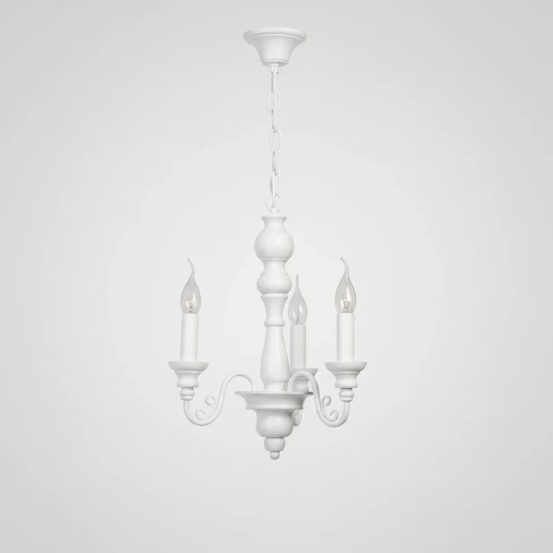 Kronleuchter weiß Landhausstil 3flg E14 MAXIMA 33cm x 120 cm