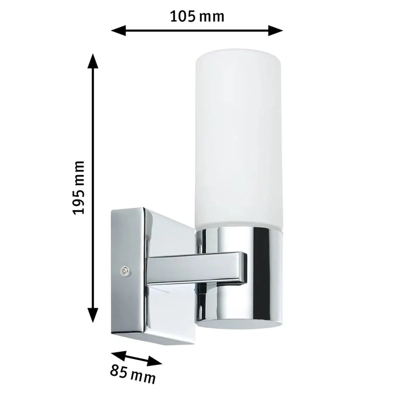 Spiegelleuchte Gemini Chrom satinierten Glas weiß 2er Pack IP44 Wandfackel Paulmann 703.54