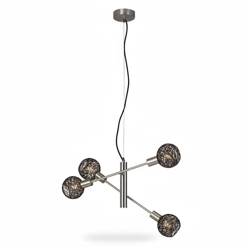 Pendelleuchte 4-flammig mit Korbschirmen braun Arme drehbar 4x E14 – Ø 55,4 cm | Briloner