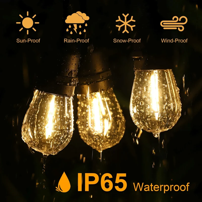 Lichterkette LED Outdoor 10m mit 12x LED Retro Glühbirnen IP65 ultra warmweiß