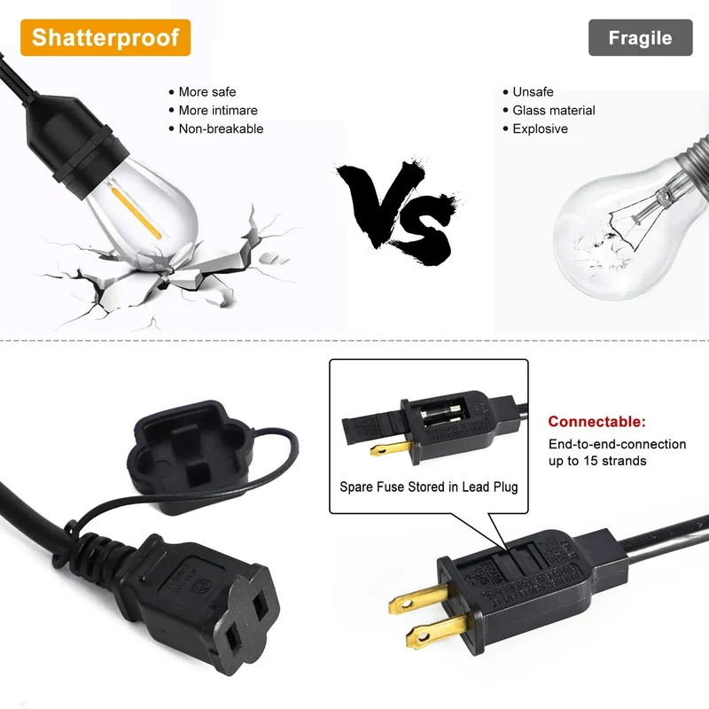 Lichterkette LED Outdoor 10m mit 12x LED Retro Glühbirnen IP65 ultra warmweiß