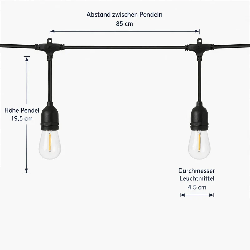 Lichterkette LED Outdoor 10m mit 12x LED Retro Glühbirnen IP65 ultra warmweiß