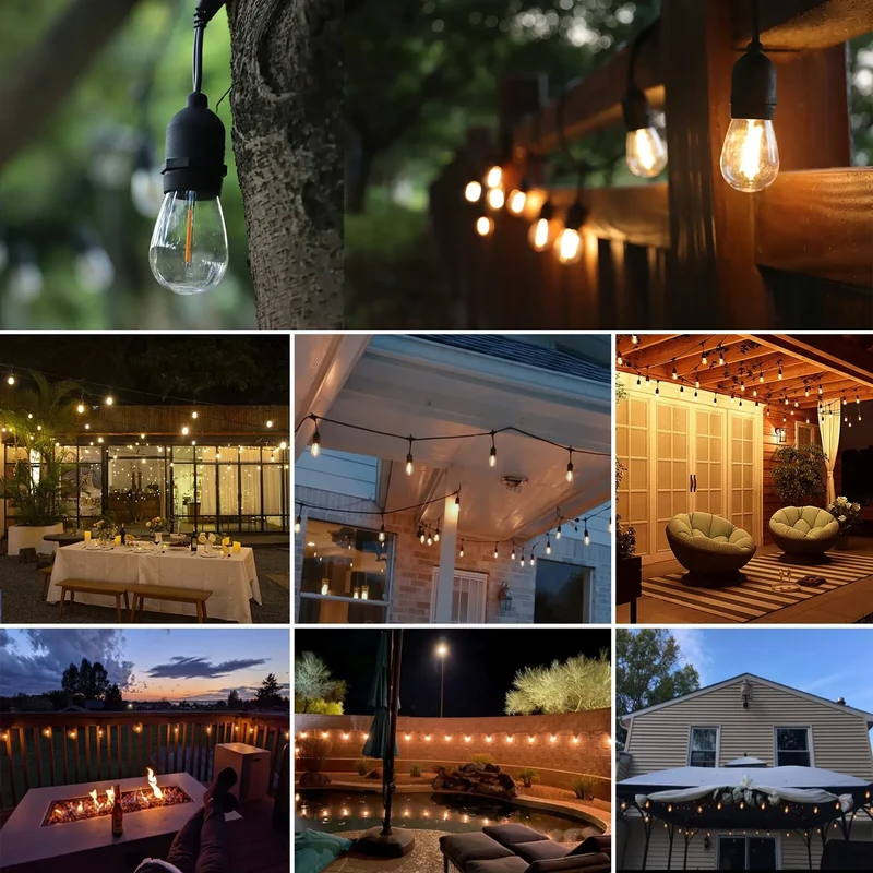 Lichterkette LED Outdoor 10m mit 12x LED Retro Glühbirnen IP65 ultra warmweiß