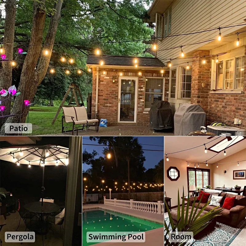 Lichterkette LED Outdoor 10m mit 12x LED Retro Glühbirnen IP65 ultra warmweiß