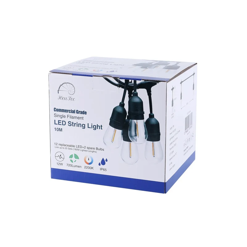 Lichterkette LED Outdoor 10m mit 12x LED Retro Glühbirnen IP65 ultra warmweiß
