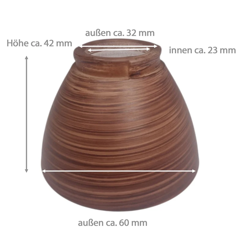 Lampenglas braun gewischt Konisch Bajonett Loch 32 Millimeter Ersatzglas Deckenleuchte