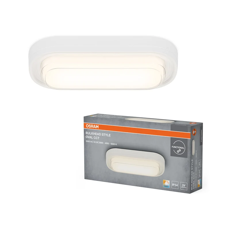 OSRAM Deckenleuchte Weiß, 3000 K / 4000 K / 6500 K, Warmweiß, 2100 lm, 24 W, 25.000 h Lebensdauer