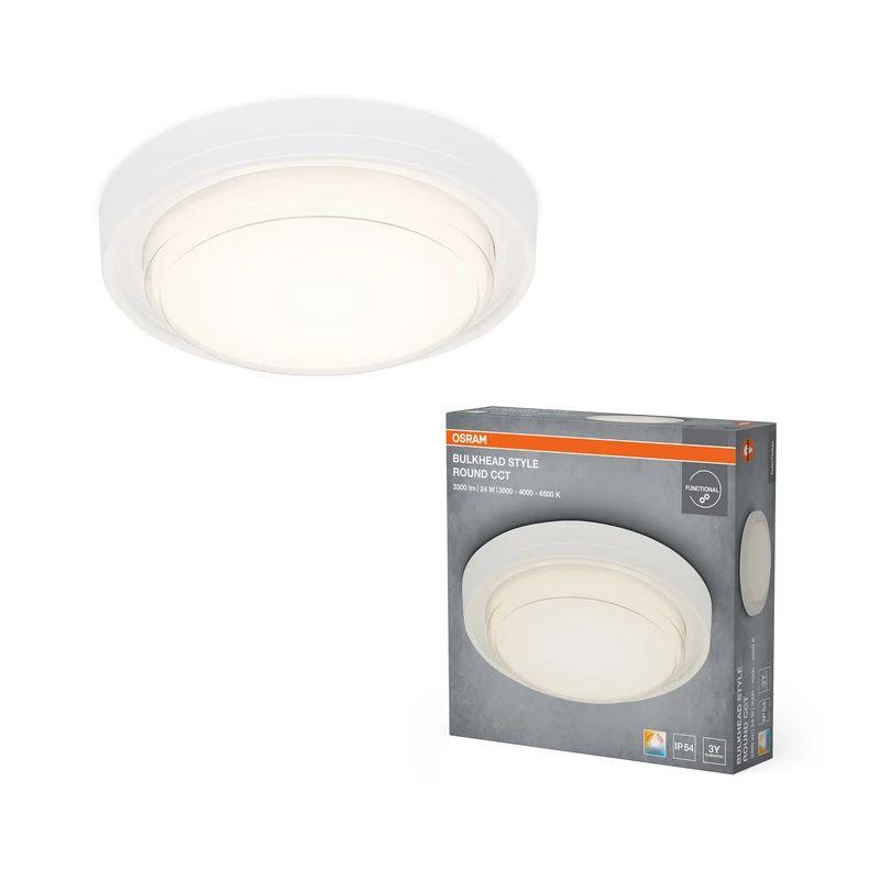 OSRAM Deckenleuchte Weiß, 3000 K / 4000 K / 6500 K, Warmweiß, 2100 lm, 24 W, 22 cm ⌀